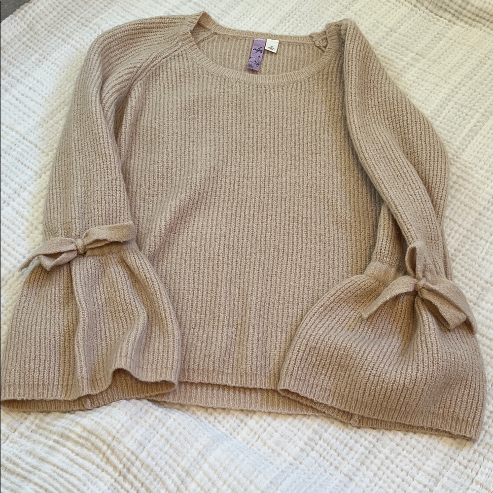Beige Sweater with Bell Sleeves